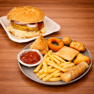 1 Chicken Burger + 1/3 Fries + 1 Chicken Cheese Shot